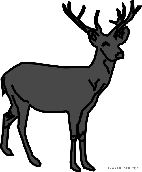 Cute Deer Animal Free Black White Clipart Images Clipartblack - Deer Silhouette Png (492x598)