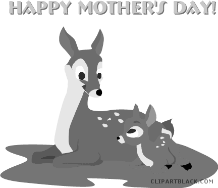 Baby Deer Animal Free Black White Clipart Images Clipartblack - Mother's Day Clip Art (432x372)