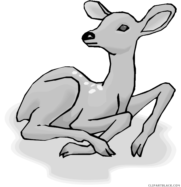 Baby Deer Animal Free Black White Clipart Images Clipartblack - Near And Dear Christmas Wishes Card (750x744)