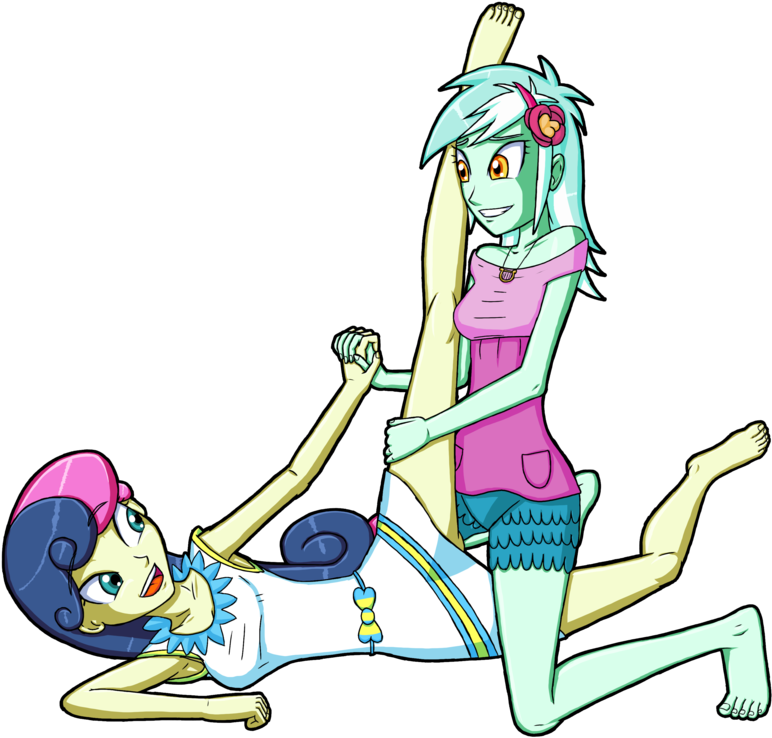 Lyra And Bon Bon's Special Stretches By Nixoclash - Cartoon (800x763)