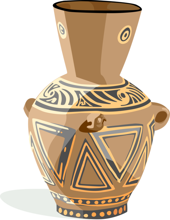 Vector Illustration Of Ancient Egyptian Pottery Vase - Pottery (541x700)