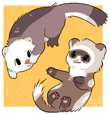 Ferret N Otter By Pand-ass - Cartoon (375x389)