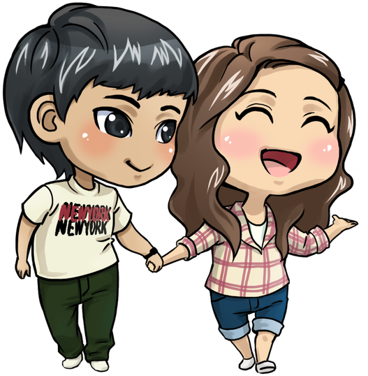 Chibi, Couple, Cute, Happy, Love, Together - Chibi, Couple, Cute, Happy, Love, Together (610x607)