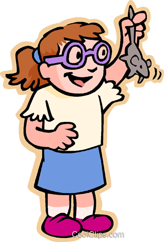Children At Play, Kids, Girl With Mouse Royalty Free - Holding A Mouse Clipart (326x480)