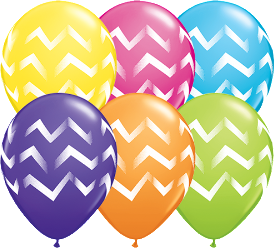 Chevron Stripe Balloons - Chevron Stripes Latex Balloons | 6 Count | 11" | Qualatex (555x501)
