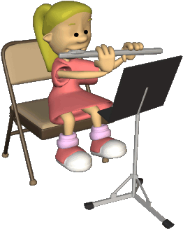 Girl Playing The Flute Clipart - Flute Animated Gif (350x350)