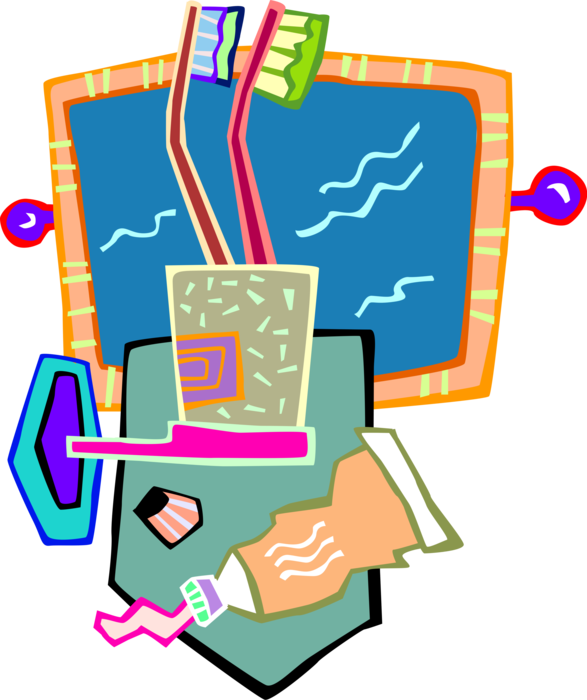 Vector Illustration Of Bathroom Toiletries With Oral - Vector Illustration Of Bathroom Toiletries With Oral (587x700)