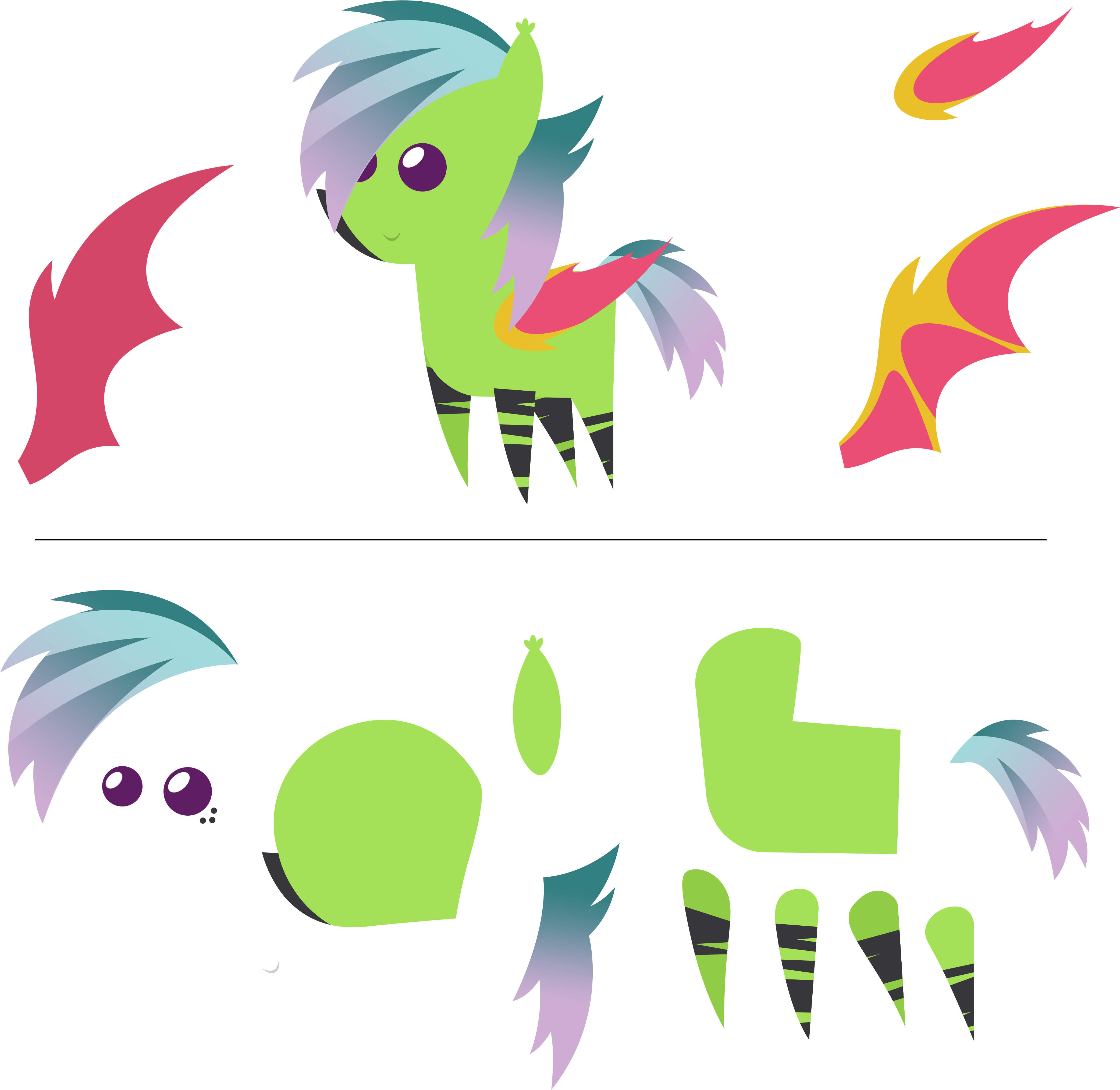 Pointy Ponies - Cartoon (4882x4350)