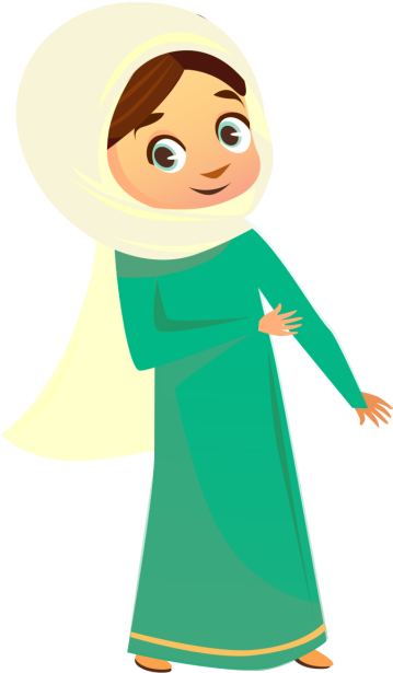 Muslim Girl Character, Eid Mubarak, Calligraphy, Fiter - Muslim (640x640)