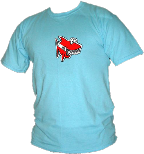 Red Dive Flag Cartoon Shark Scuba Diving T-shirt - Fantorangen (544x558)
