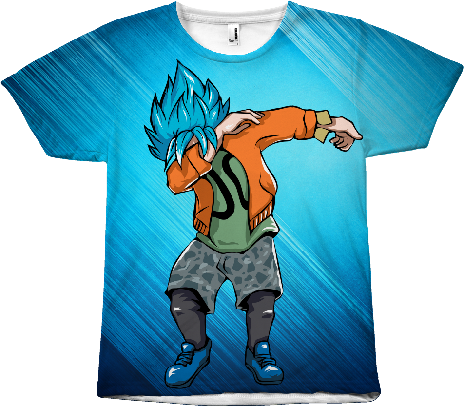 Spec All Over Print 1 Sided Sublimation T Shirt A Tee - Goku Ssj Blue Dab (1024x1024)