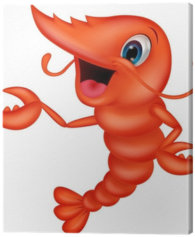 Cute Shrimp Cartoon Presenting Canvas Print • Pixers® - Cute Shrimp (400x400)