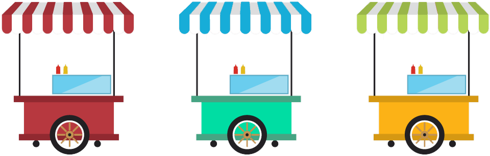Vendors - Food Cart Vector Png (1096x397)