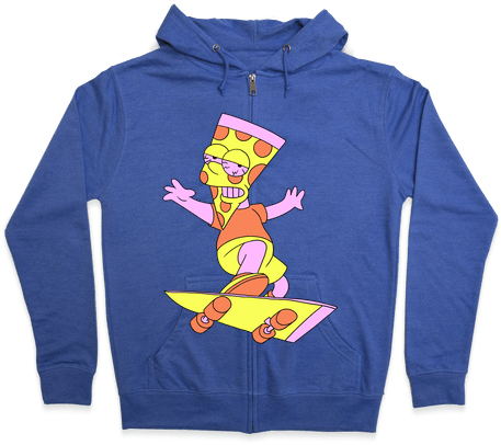 Pizza Cartoon Stoner Boy Zip Hoodie - Pansexual Pride Sweater Transparent Background (484x484)