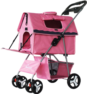Dougez 2 In 1 Pet Stroller Foldable Size 47 X 65 X - Floving 4輪ペットカート わんわんカート ペット出かけ用品 1台4役 ペット用ベビーカー 中小型犬・猫用 (400x450)