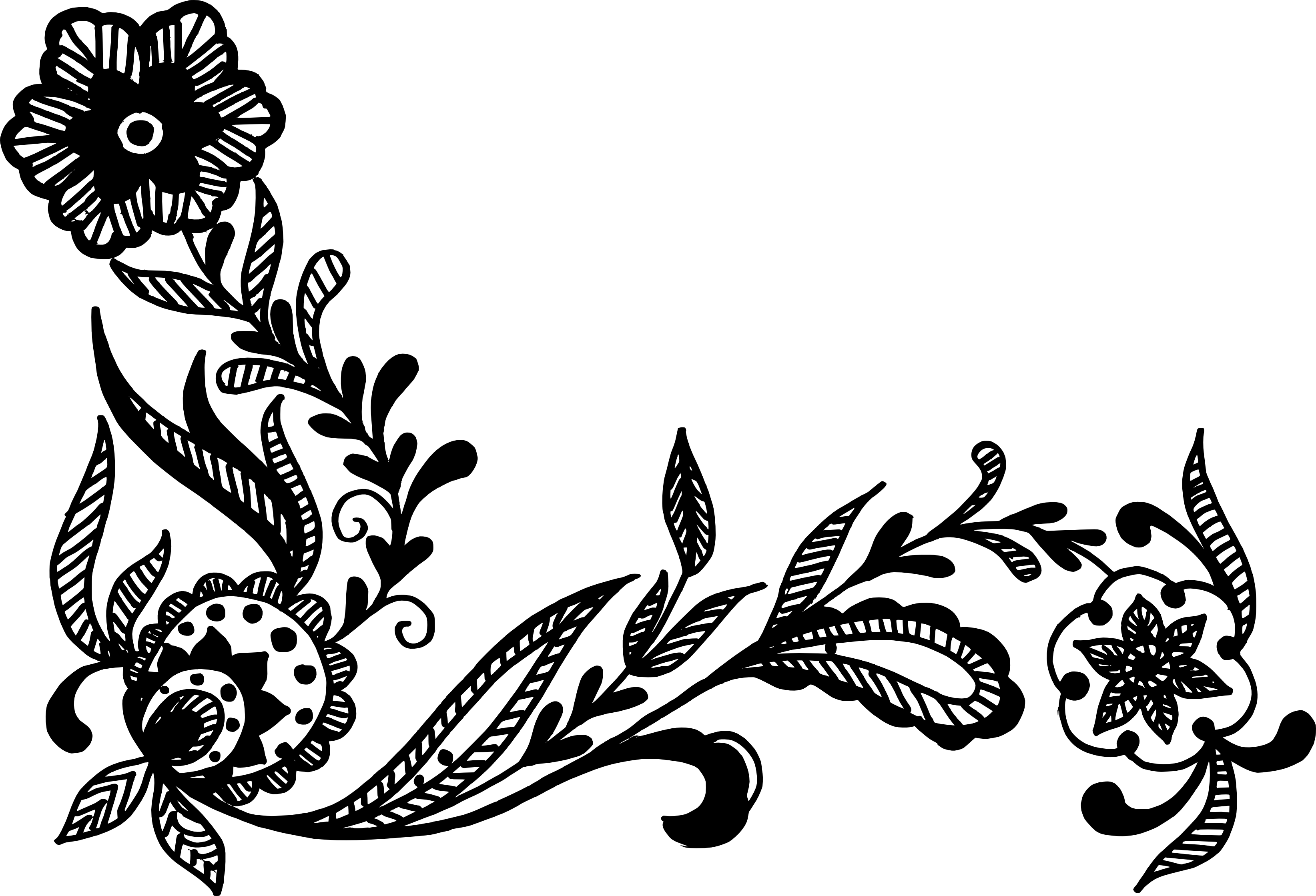 Free Download - Flower Corner Ornament Png (3288x2239)