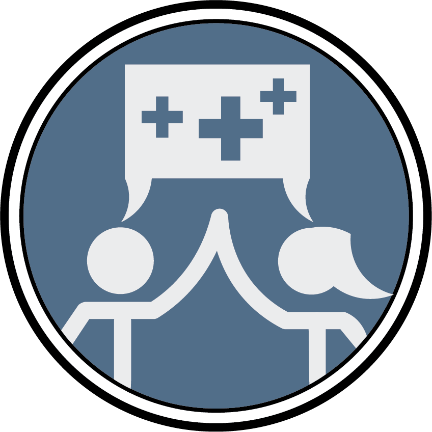 Positivity We Provide A Positive And Encouraging Environment - Emblem (848x848)