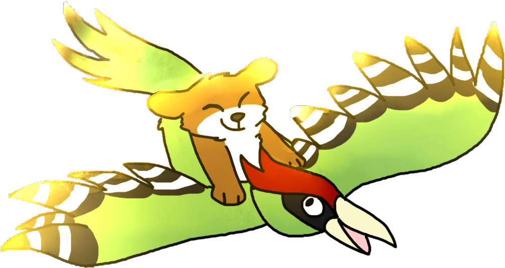 Weasel Riding On A Bird By Nelghb0r - Cartoon (1024x652)