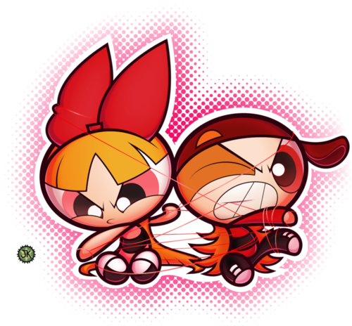 Blossom And Brick 壁纸probably With 日本动漫called Blossom - Ppg Brick X Blossom (500x464)