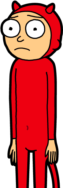 Sexy Devil Morty - Pocket Mortys Red Shirt Morty (300x650)