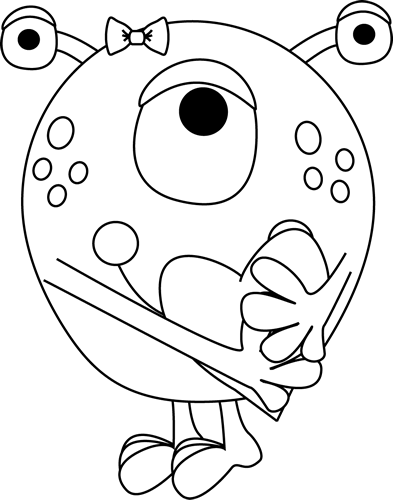 Heart Black And White Clipart - Monster Heart Clipart Black And White (393x500)