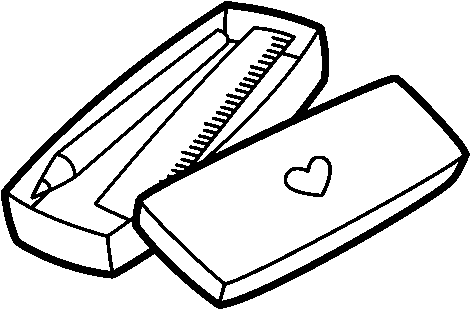 Little Box With Pencil And Ruler Coloring Page - Pencil Case Coloring (600x470)