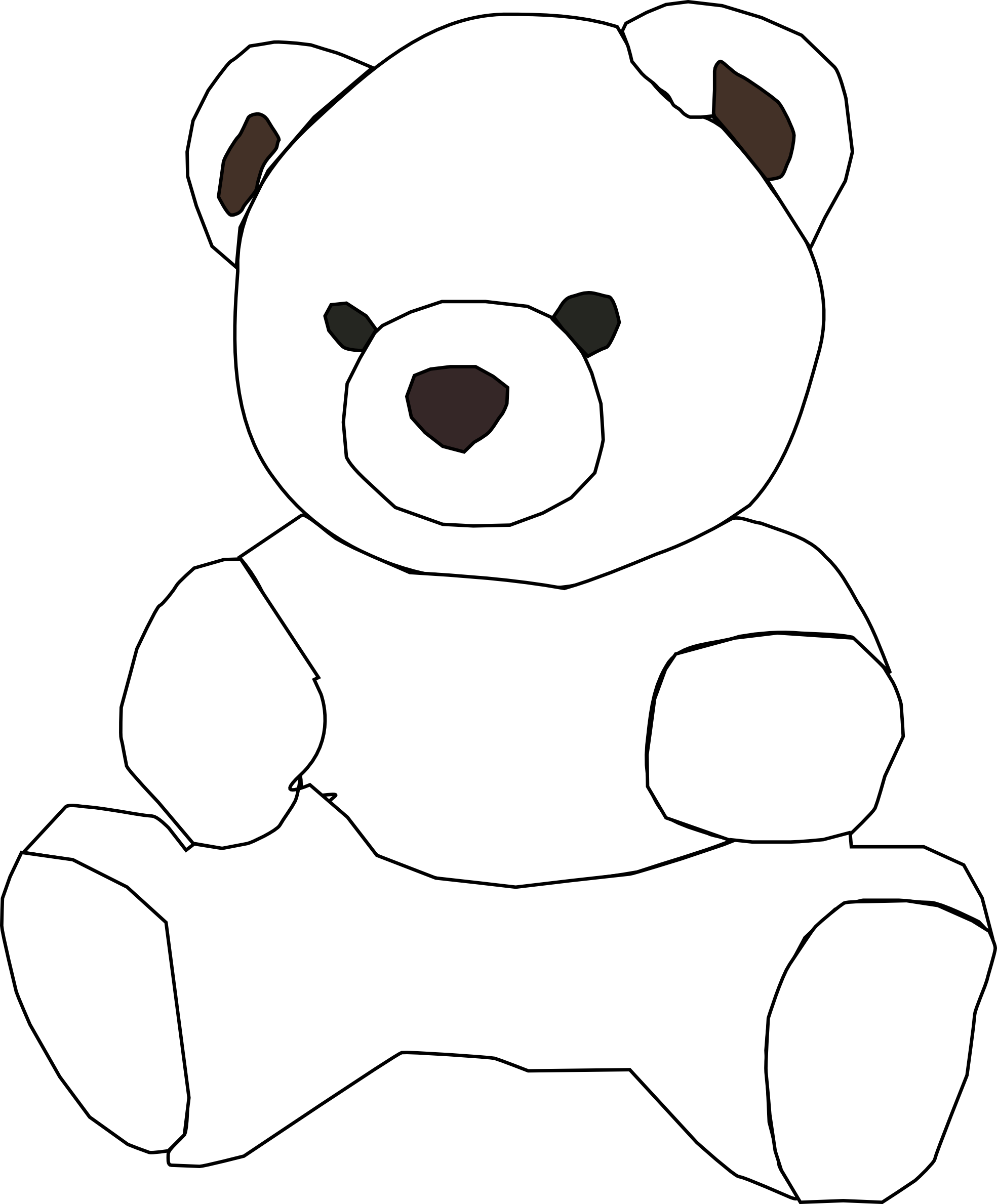 Teddy Bear Black White Line Art - Black And White Teddies (1969x2379)