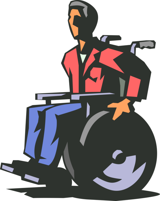 Vector Illustration Of Disabled Man In Handicapped - Инвалид Пнг (556x700)