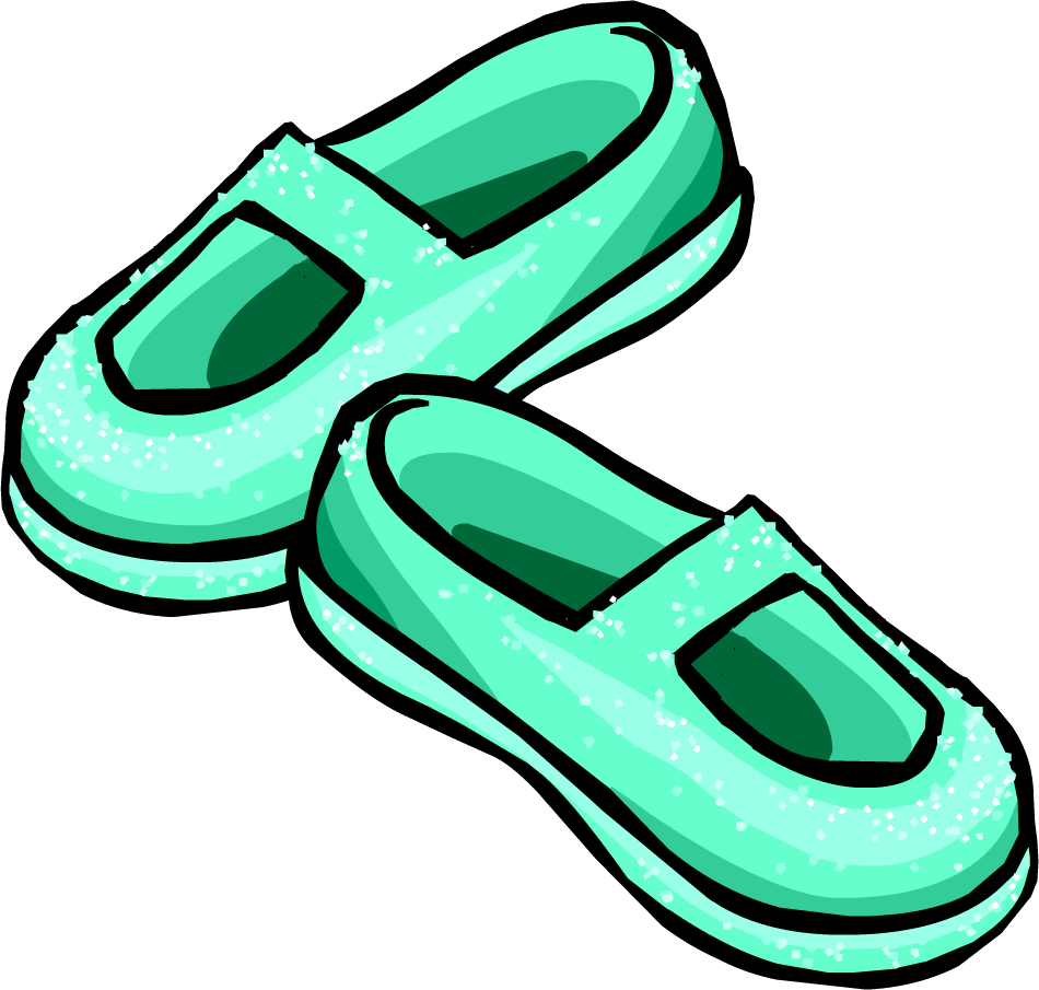 Sparkly Sea Foam Slippers - Club Penguin Rare Shoes (950x905)