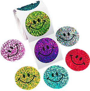 649 Images About 💗💛kawaii💚💜 On We Heart It - Ri ~ 1 Roll ~ Laser Smile Face Stickers ~ 100 Stickers (350x350)