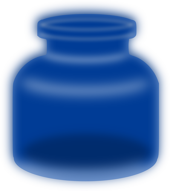 Ink Pot, Ink, Blue, Bottle - Plastic (569x640)