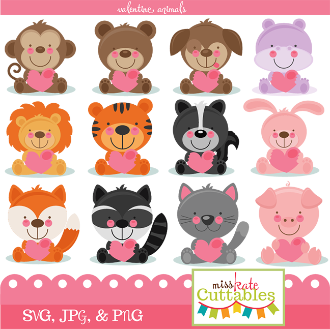 Miss Kate Cuttables Valentine Animals Bundle Svg Files - Miss Kate Cuttables Valentine (648x647)
