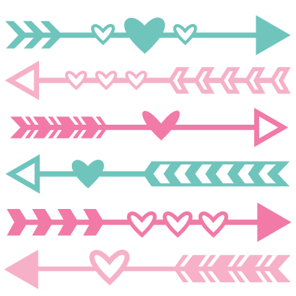 Valentine Arrow Set Svg Scrapbook Cut File Cute Clipart - Arrow With Hearts Svg (432x432)