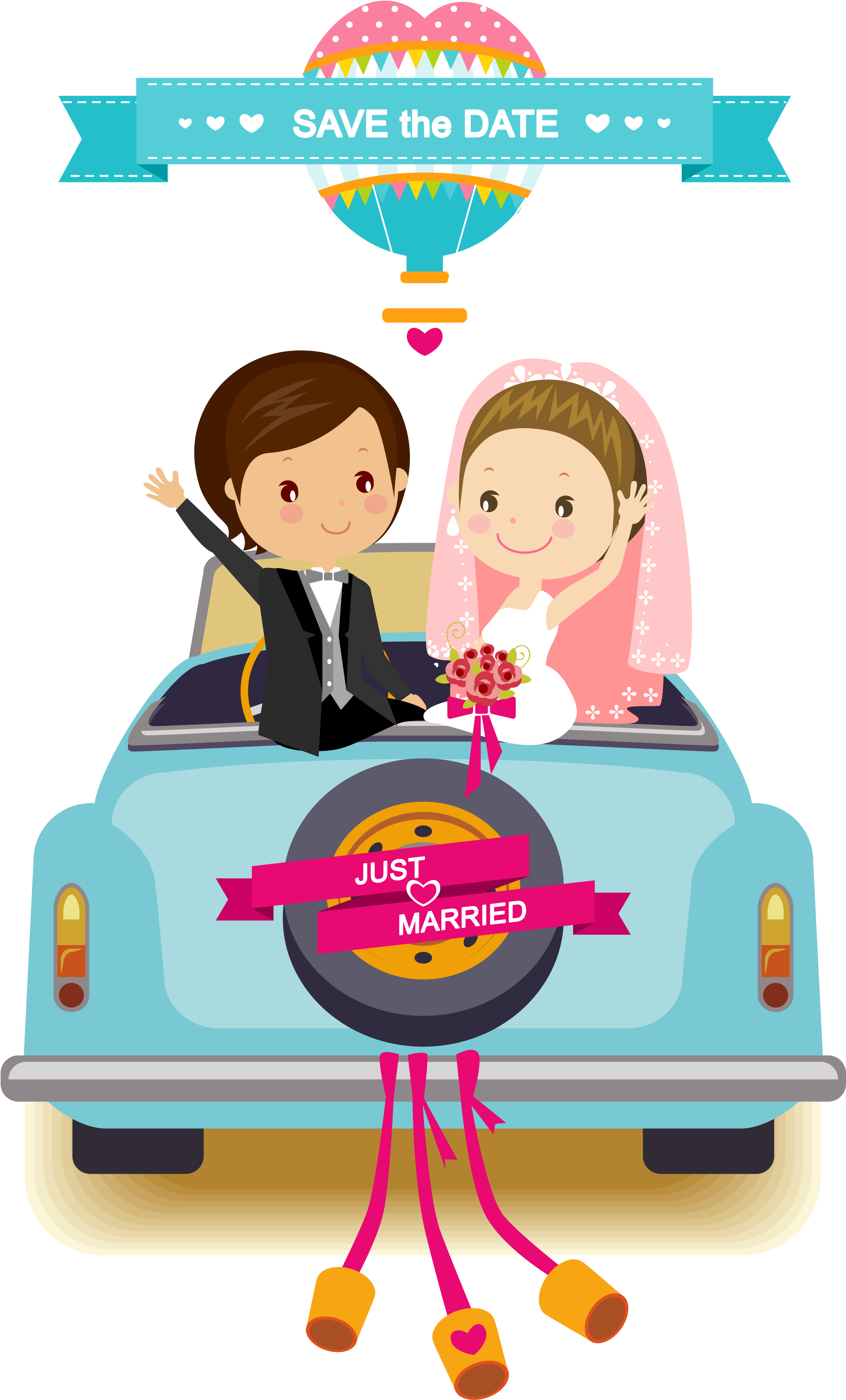 Wedding Invitation Cartoon Bridegroom - Cute Bride And Groom Vector (2772x4100)