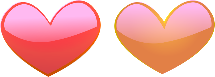 Illustration Of Pink And Orange Hearts - Orange And Pink Hearts (2088x750)