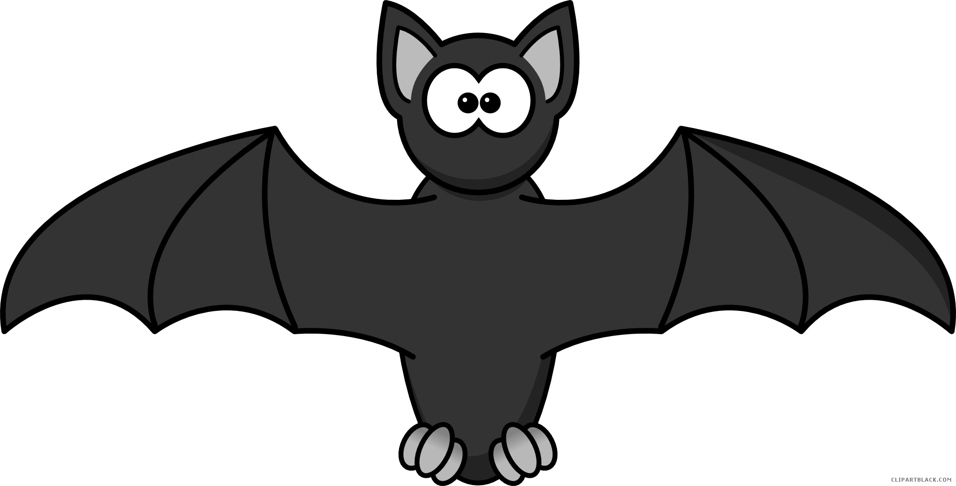 Cute Bat Animal Free Black White Clipart Images Clipartblack - Bat Cartoon (1969x1002)