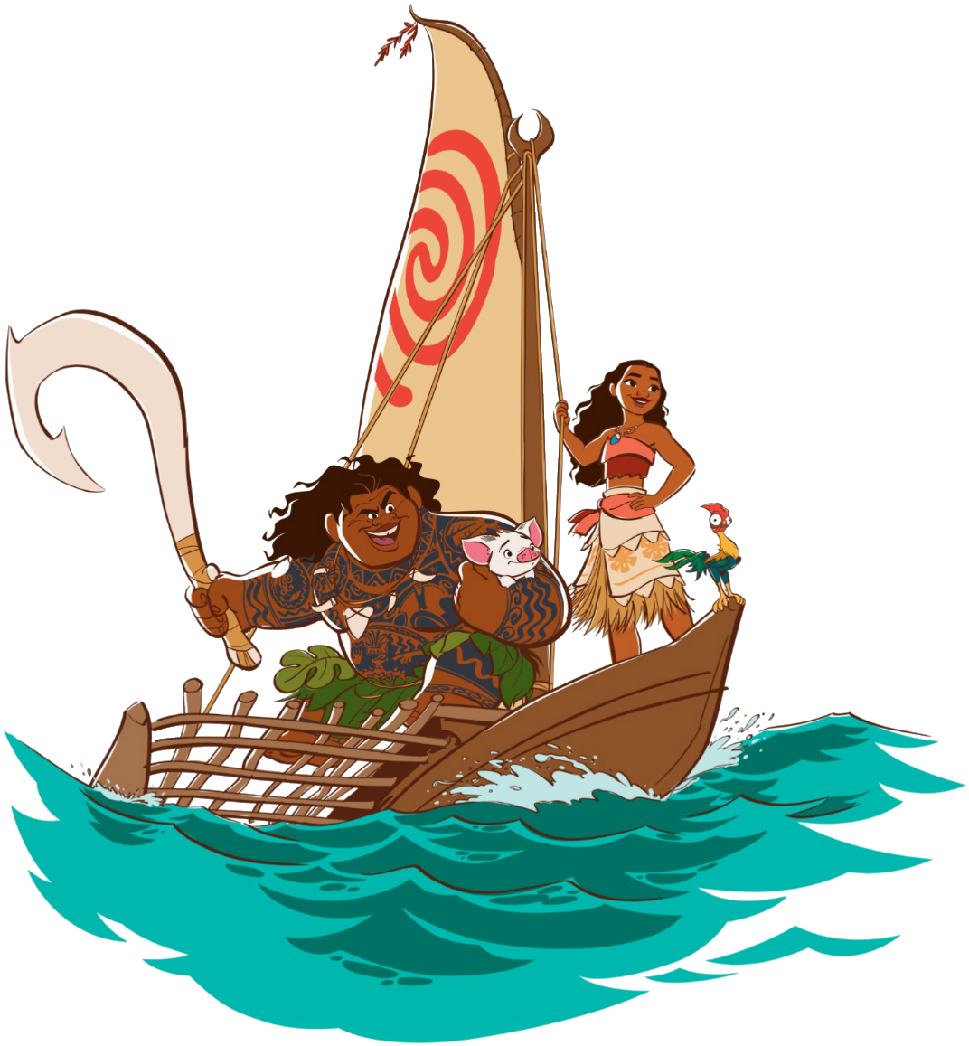 Sailboat Clipart Moana - Moana On Boat Png (1116x1191)