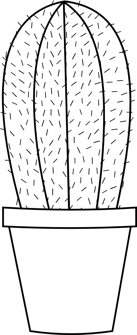 Cactus Clipart Black And White - Cactus Black Amd White (555x1354)