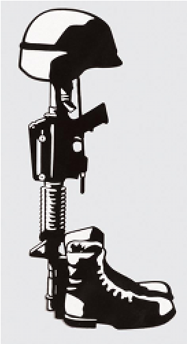 Fallen Soldier Memorial Clip Art - Boots Gun And Helmet (500x500)