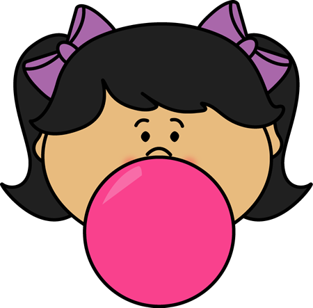 Girl Blowing Bubblegum Bubble - Blowing A Bubble Clip Art (450x443)