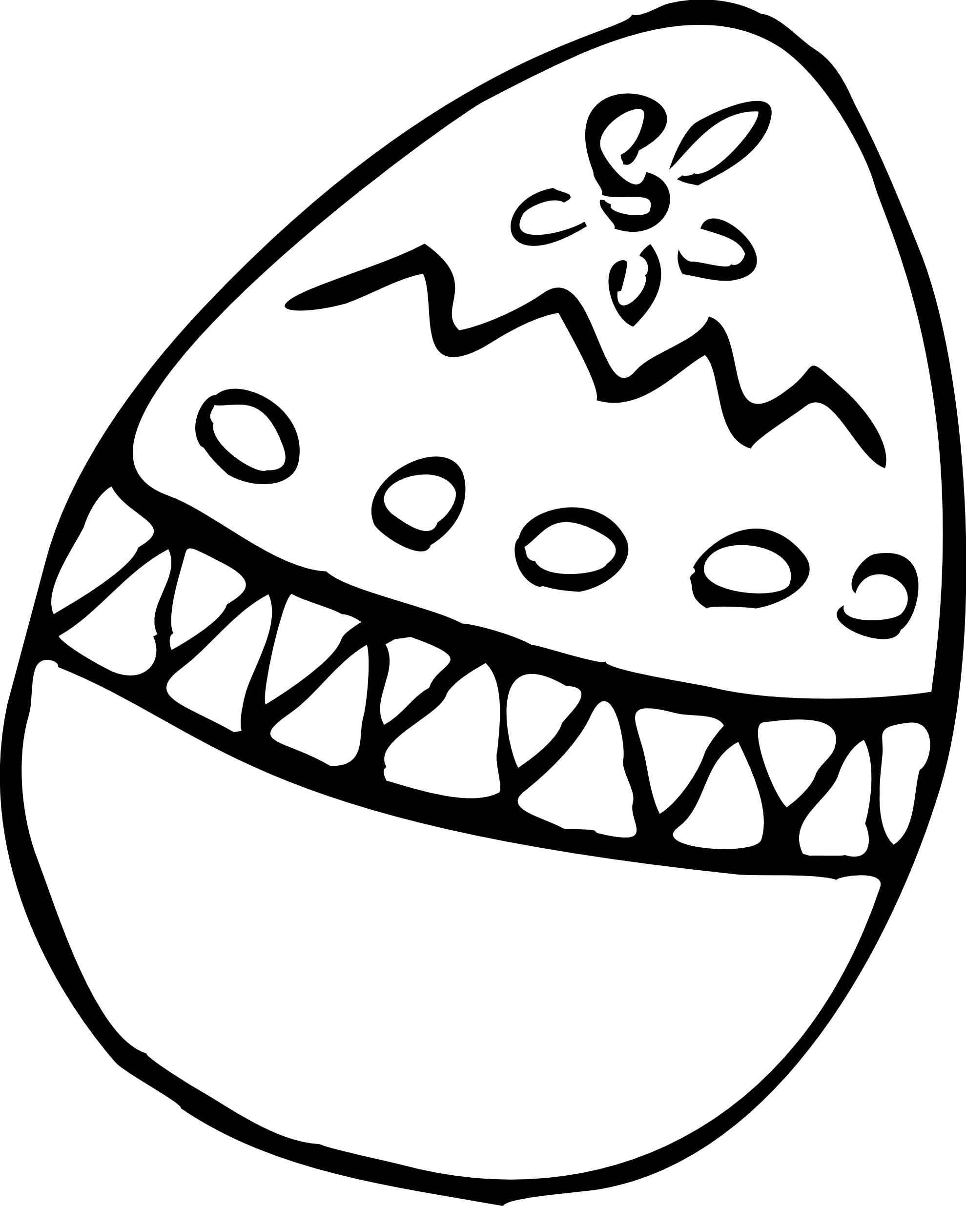 Alligator - Clipart - Black - And - White - Easter Eggs Black White (1979x2471)