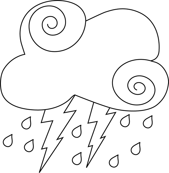Cloud - Clipart - Black - And - White - Black And White Clipart Thunderstorm (538x550)