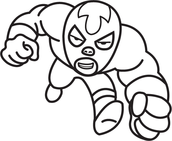 Luchador Line Art - Luchador Drawing (585x481)