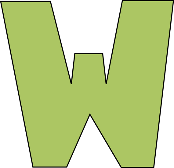 Green Letter W Clip Art - Letter W Clipart (570x550)
