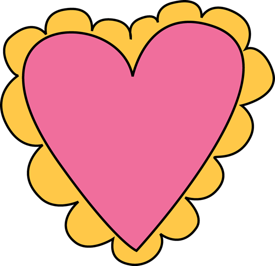 Pink And Yellow Valentine's Day Heart Clip Art - School (550x532)