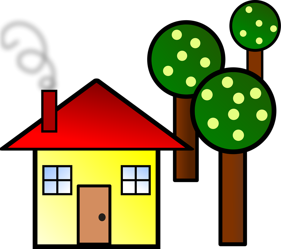House With Trees Svg Vector File, Vector Clip Art Svg - Trees And A House (958x847)