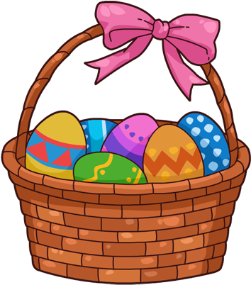Basket Clip Art - Easter Egg Basket Cartoon (424x453)