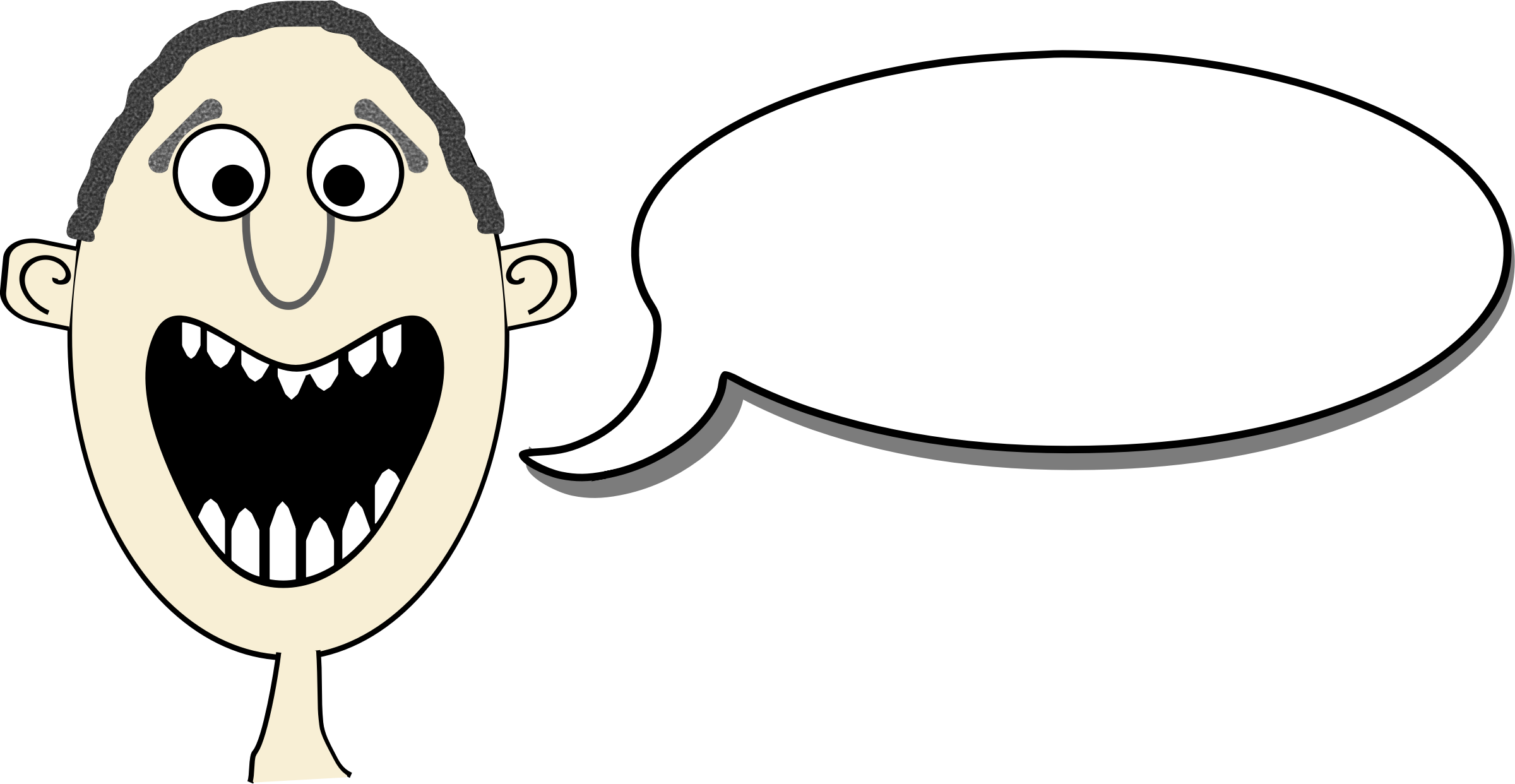 Clipart - Cartoon With Speech Bubbles (2400x1242)