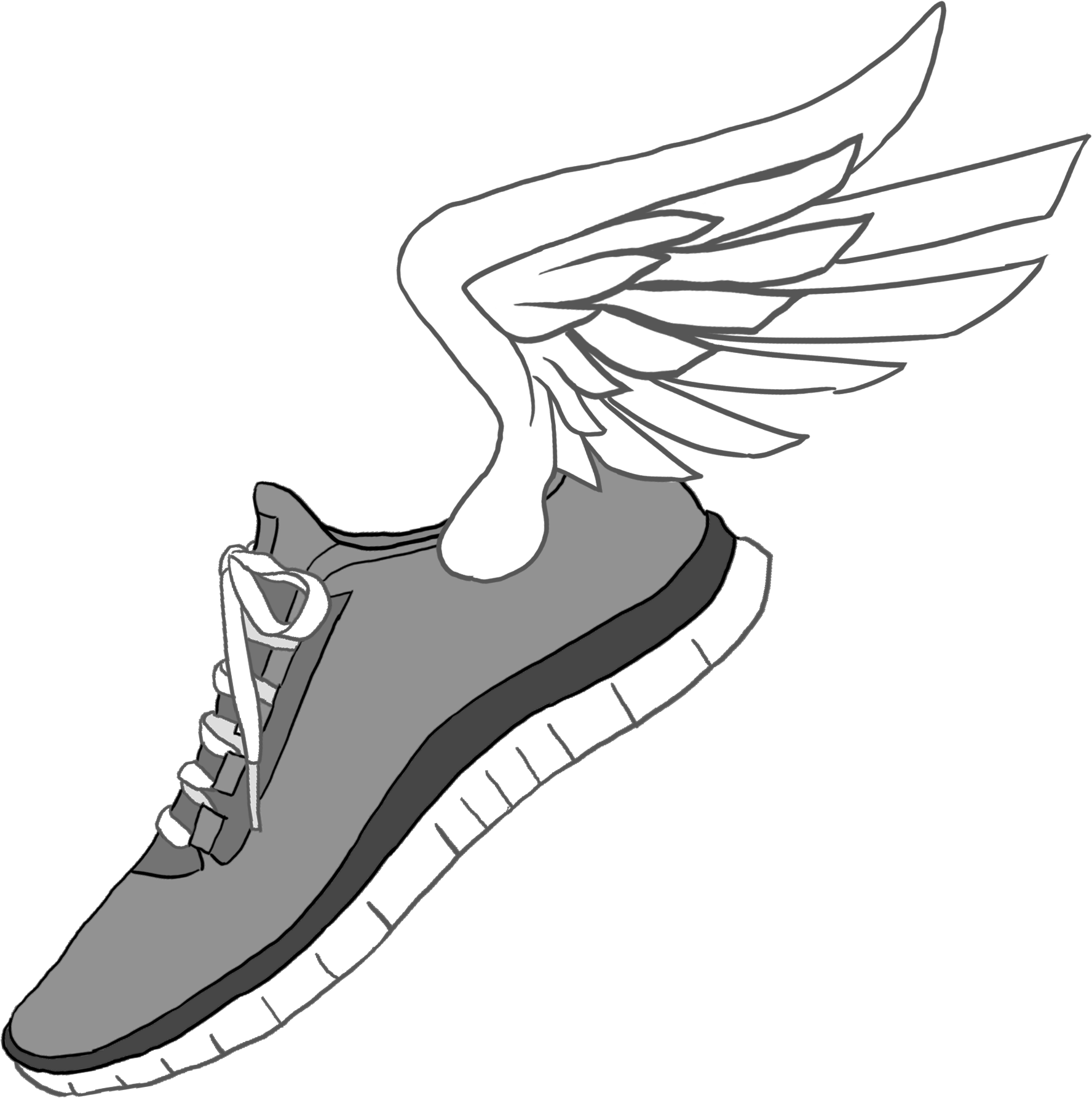 Track Shoe Running Shoe Telephone Clip Art Image Image - Running Shoes With Wings (1800x1800)