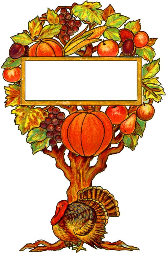 Thanksgiving Tree With Turkey And Fruits - Thanksgiving (663x945)
